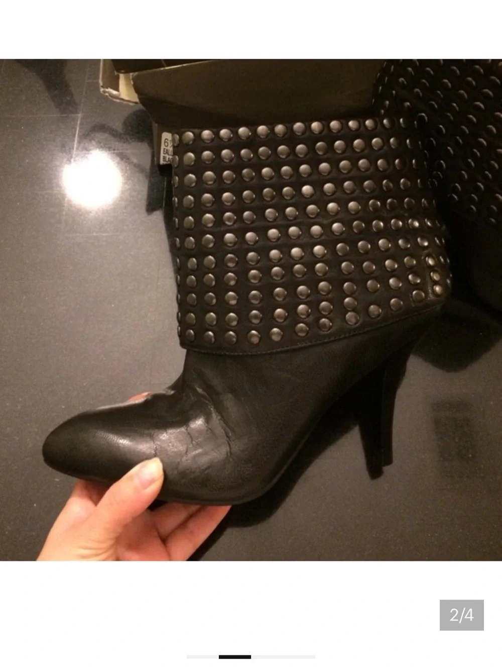 Enzo Angiolini Black Studded Pointed-Toe Ankle Boots